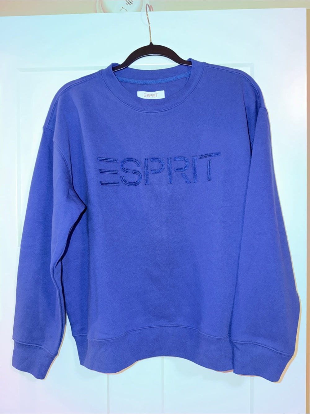 Esprit Women’s Blue Embroidered Logo Crewneck Sweater